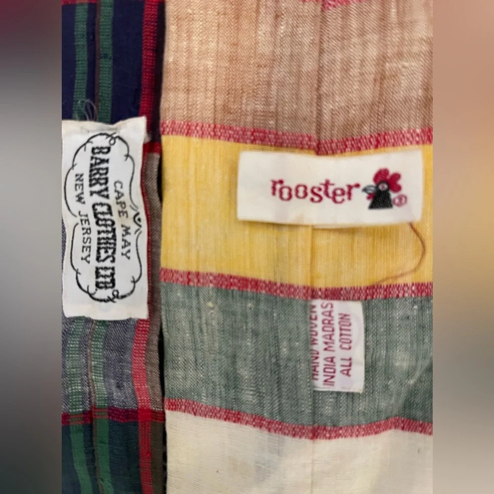 LOT of 3 Vintage Rooster Men’s Ties: Cotton Madras, Wool Gabardine, and Silk.